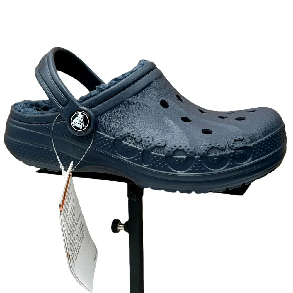 Crocs Youth Boy's Lined Slip-on Clogs Size 3 Navy‎ Blue Lightweight Cozy & Comfy